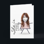 Carte Fille Bâton avec Cheveux Pour Sœur<br><div class="desc">Jolie fille bâton avec cheveux,  lunettes et robe florale sur fond blanc pour l'anniversaire de ma sœur.
La couleur de fond peut être modifiée.</div>