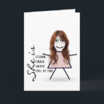 Carte Fille Bâton avec Cheveux Pour Sœur<br><div class="desc">Jolie fille bâton avec cheveux,  lunettes et robe florale sur fond blanc pour l'anniversaire de ma sœur.
La couleur de fond peut être modifiée.</div>