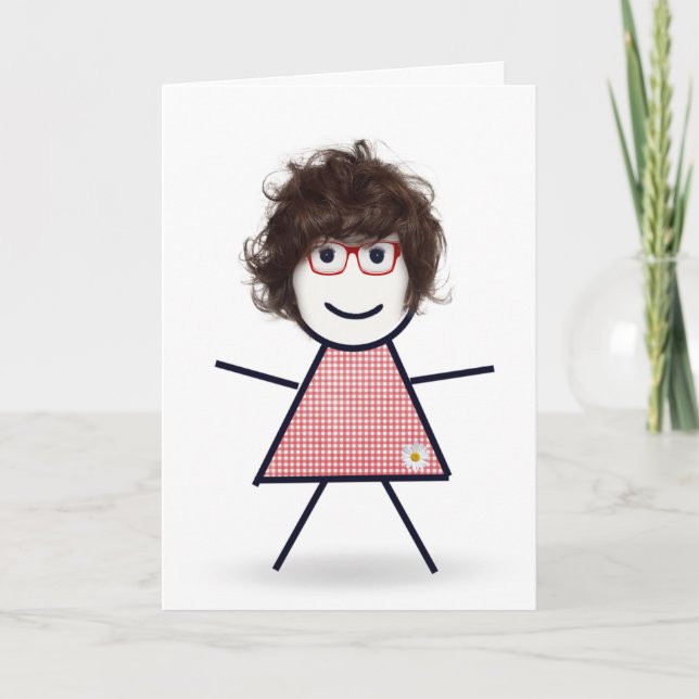 Carte Fille bâton d'anniversaire pour sœur  (Devant)