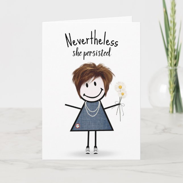 Carte Fille bâton mignonne en robe de denim Inspiration  (Devant)