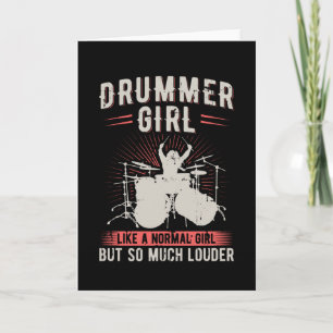 Carte Fille batteur   Drums Drummer Cadeau