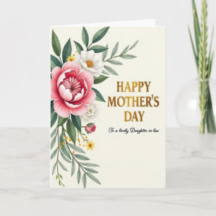 Carte Fille Belle-Fille à Fleurs Rayées