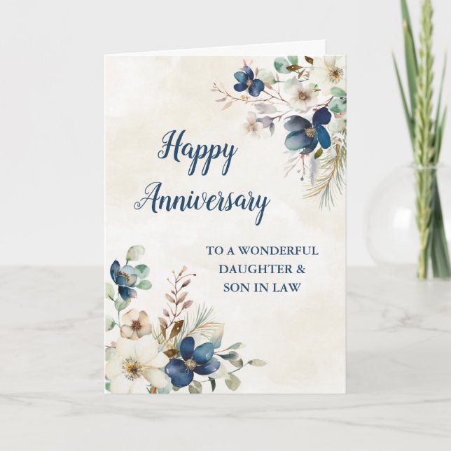 Carte Fille bleue et son en droit Anniversaire Mariage (Devant)