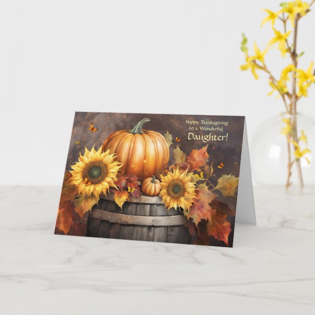 Carte Fille Bon thanksgiving Citrouille Tournesols (Fleur jaune)