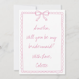 Carte Fille Bow Doodle Love Fancy Bridesmaid Proposition