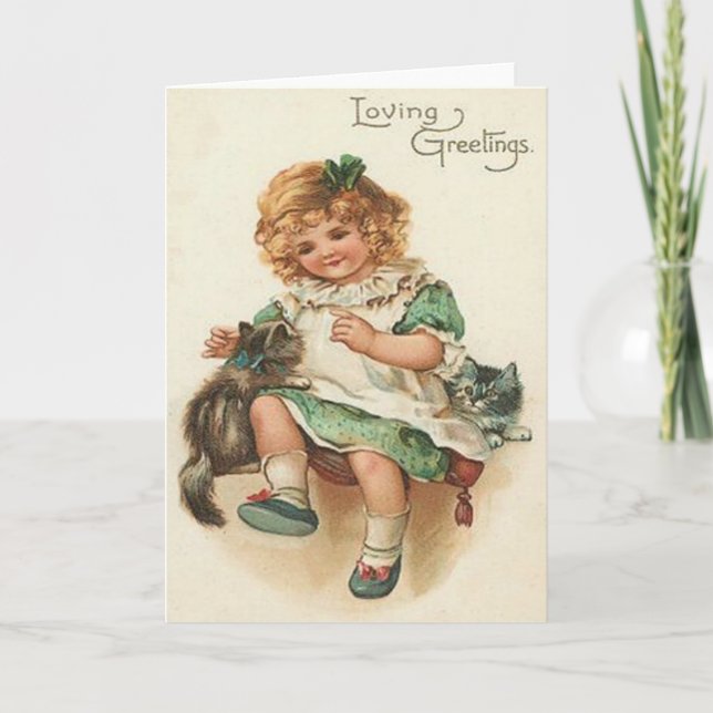 Carte Fille Chatons Chat Anniversaire (Devant)