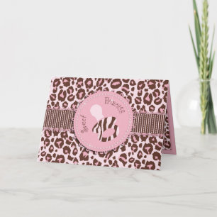 Carte fille Cheetah rose B