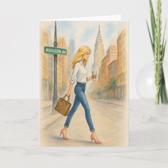Carte Fille chic sur Madison Ave à NYC (Devant)