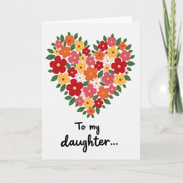Carte Fille Cœur en Fleurs (Devant)
