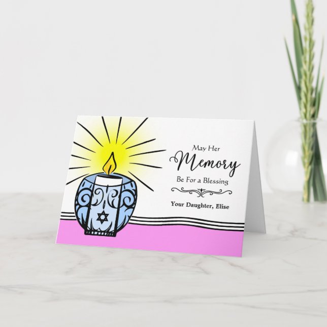 Carte Fille Custom Yahrzeit Anniversaire de la mort (Devant)