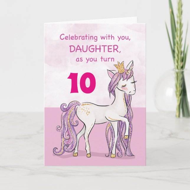 Carte Fille d'âge personnalisé Anniversaire Cheval Rose  (Devant)