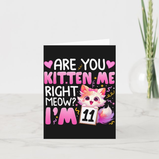 Carte Fille d'anniversaire 11 ans 11a Onze 11 ans Chatte (Devant)