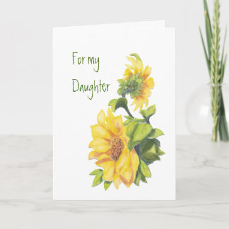 Carte Fille d'anniversaire Aquarelle tournesols, Floral