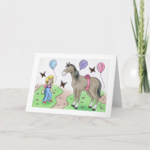 Carte Fille d'anniversaire avec le cheval