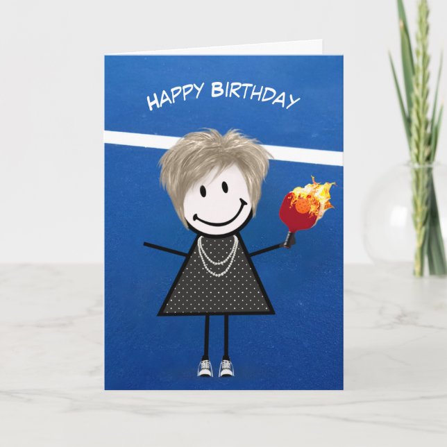Carte Fille d'anniversaire avec Pickleball Paddle et Bal (Devant)