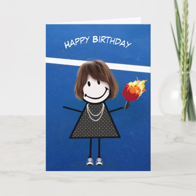 Carte Fille d'anniversaire avec Pickleball Paddle et Bal (Devant)