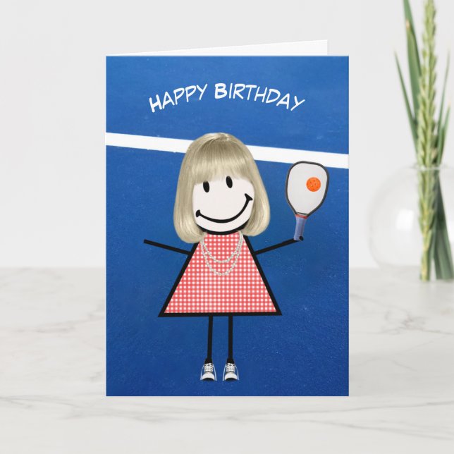 Carte Fille d'anniversaire avec Pickleball Paddle et Bal (Devant)