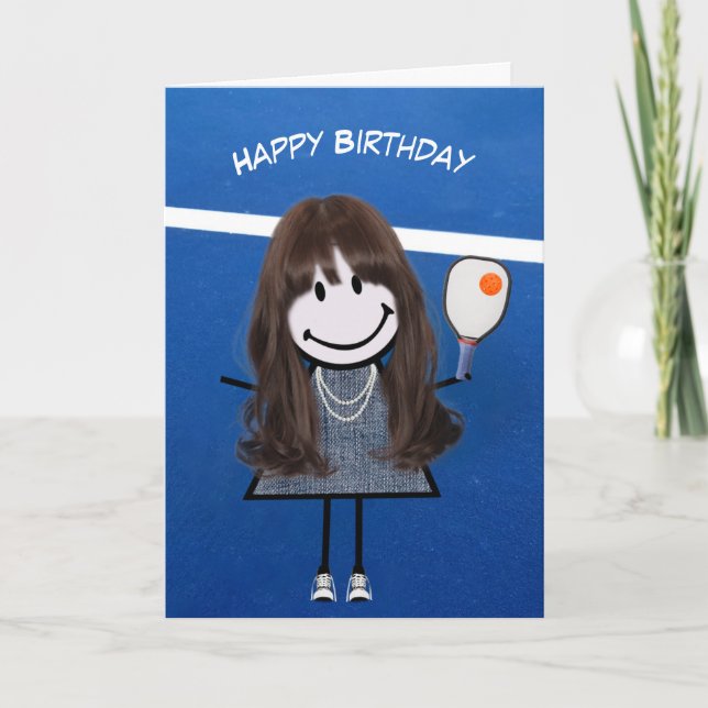 Carte Fille d'anniversaire avec Pickleball Paddle et Bal (Devant)