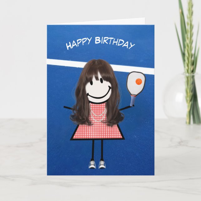 Carte Fille d'anniversaire avec Pickleball Paddle et Bal (Devant)