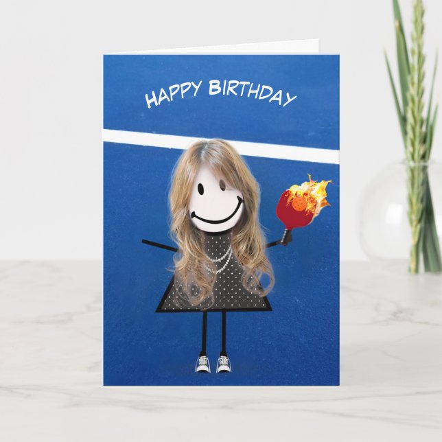 Carte Fille d'anniversaire avec Pickleball Paddle et Bal (Devant)