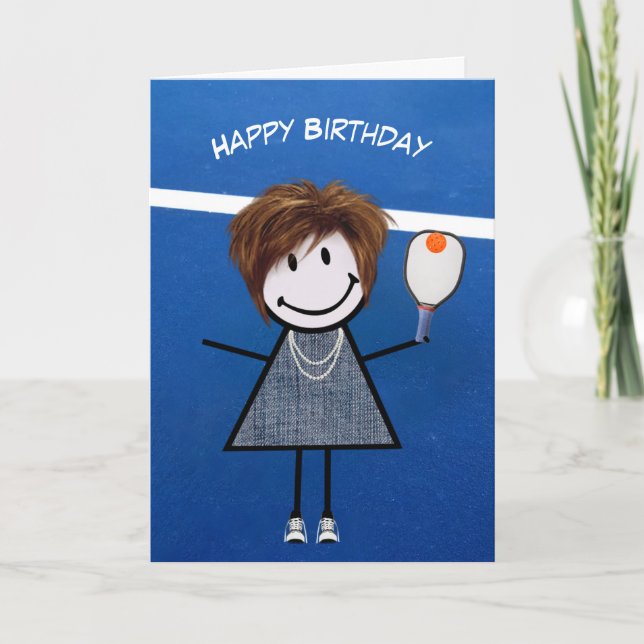Carte Fille d'anniversaire avec Pickleball Paddle et Bal (Devant)