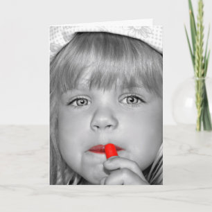 Carte Fille d'anniversaire avec rouge à lèvres rouge