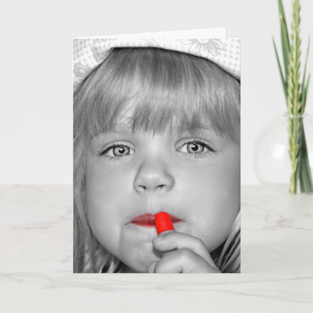 Carte Fille d'anniversaire avec rouge à lèvres rouge (Devant)