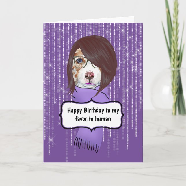 Carte Fille d'anniversaire chien tendance cool dames pou (Devant)