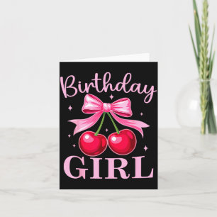 Carte Fille d'anniversaire Coquette Nœud Cerise Filles d