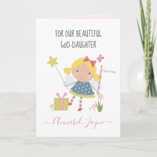 Carte Fille d'anniversaire de Dieu filles fantasque (Devant)