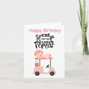 Carte Fille d'anniversaire de golf sur le thème rose voi