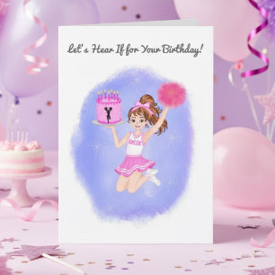 Carte Fille d'anniversaire de meneuse de claque sautant