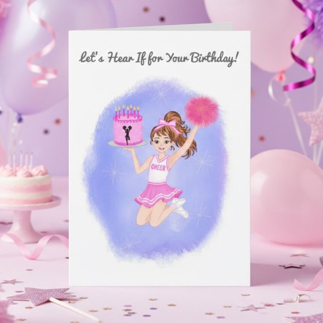 Carte Fille d'anniversaire de meneuse de claque sautant  (Créateur téléchargé)