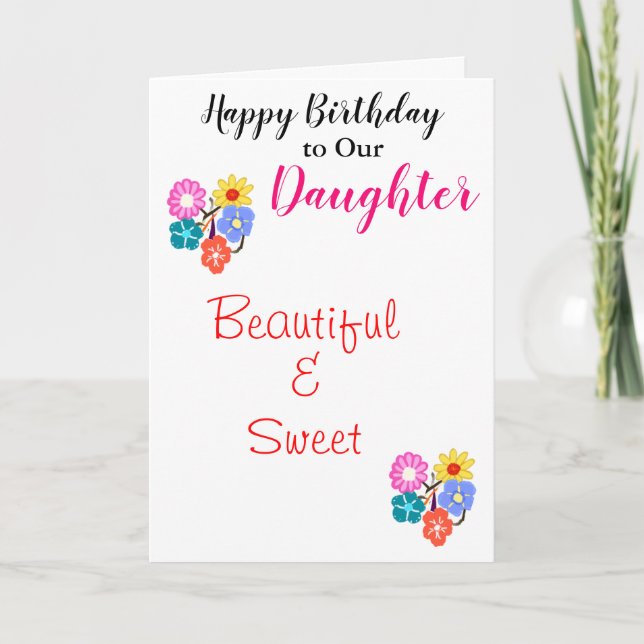 Carte Fille d'anniversaire jolies fleurs (Devant)