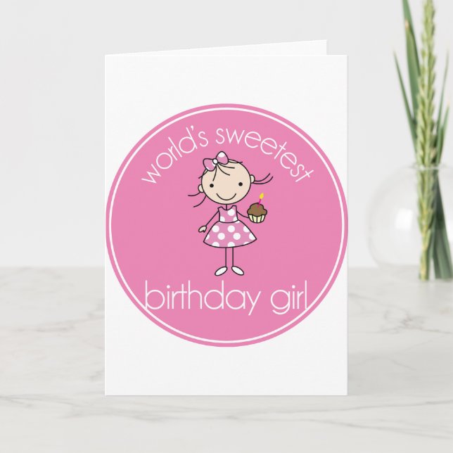 Carte Fille d'anniversaire la plus douce du monde (Devant)