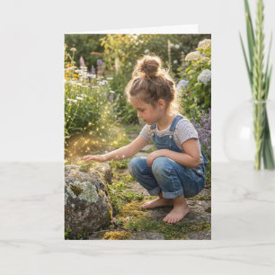 Carte Fille d'anniversaire lançant un sort sur une greno