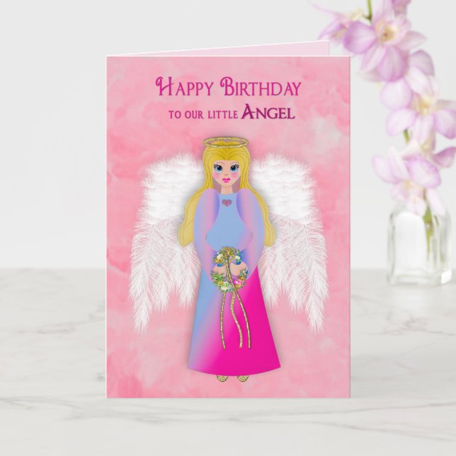 Carte Fille d'anniversaire Notre Ange Angélique Angel (Orchidée)