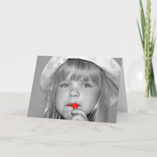 Carte Fille d'anniversaire portant du rouge à lèvres