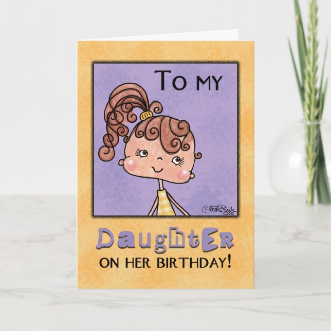Carte Fille d'anniversaire pour le guingan Fille-Jaune (Devant)