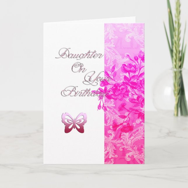 Carte Fille d'anniversaire (rose) (Devant)