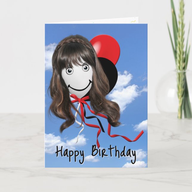 Carte Fille d'anniversaire sur le ballon de la fête (Devant)