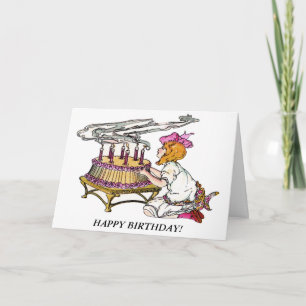 Carte Fille d'anniversaire vintage avec gâteau