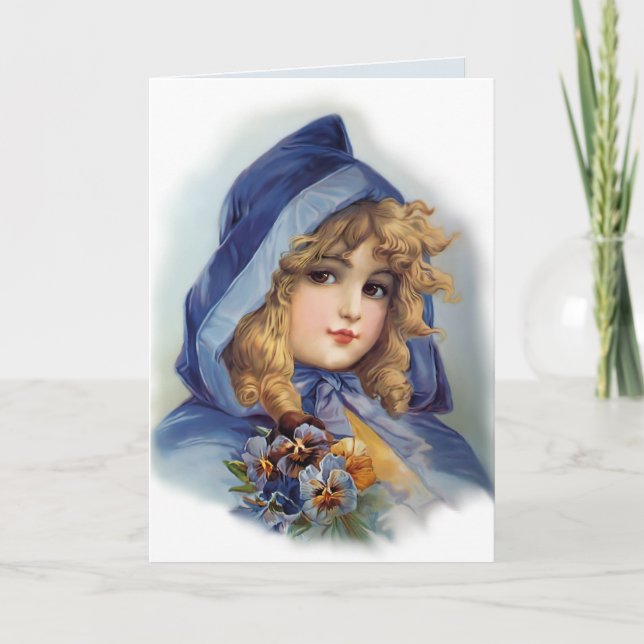 Carte Fille dans le chapeau bleu (Devant)