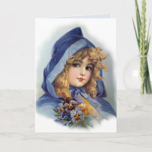 Carte Fille dans le chapeau bleu