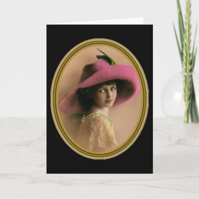 Carte Fille dans un cadre doré (Devant)
