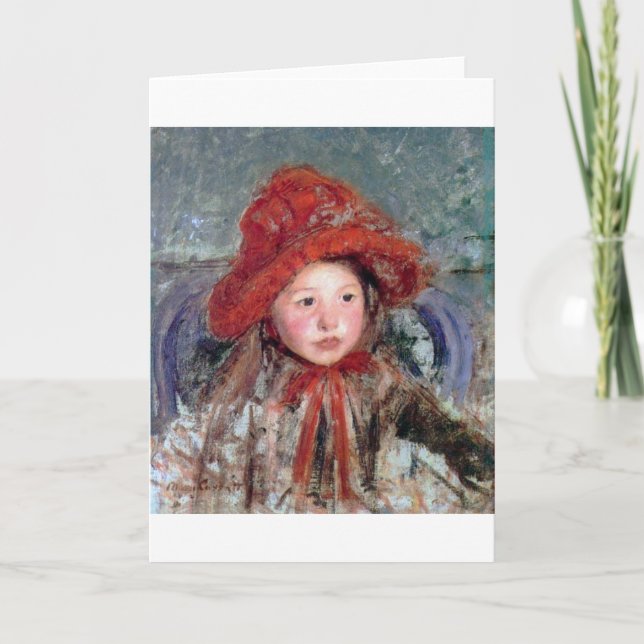 Carte Fille dans un grand Casquette rouge, Mary Cassatt (Devant)