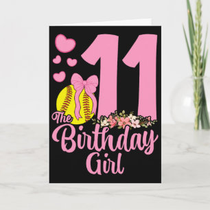 Carte Fille de 11 ans Douce Équipe Coquette Rose Bow 1