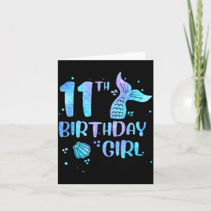 Carte Fille de 11 ans Mermaid Eleven ans Enfants en bas