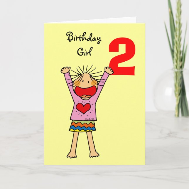 Carte fille de 2ème anniversaire (Devant)