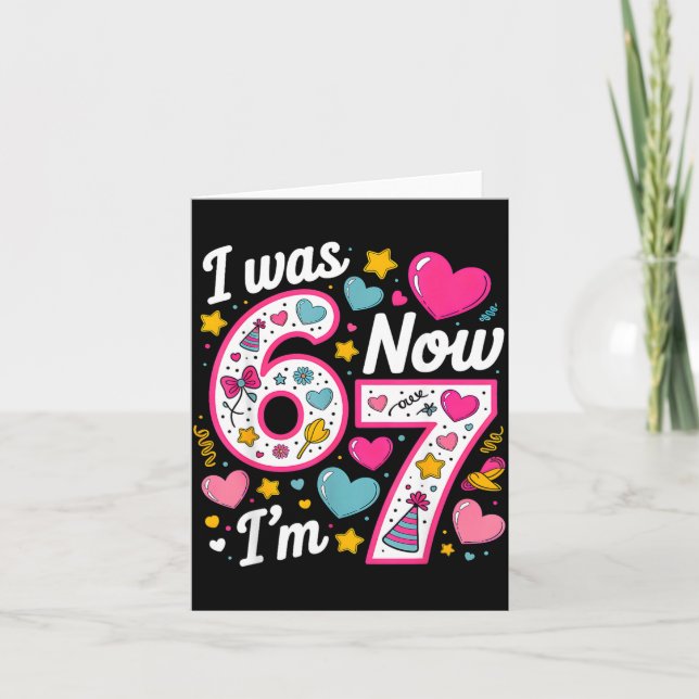 Carte Fille de 7 ans pour son anniversaire J'avais 6 ans (Devant)